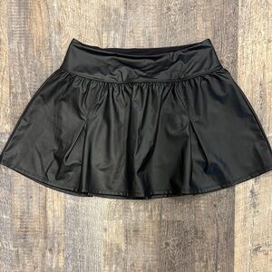 Flared Faux Leather Circle Skirt with Wide Waistband Size Large